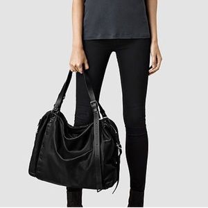 All Saints • Leather Grommet Darling Bowling Bag in Black